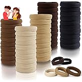 Bessrung 80 Pcs Brown Hair Ties No Damage, Seamless Elastic Hair Ties for Women Girls, Strong, Stretchy Soft Nylon Ponytail Holders for Thin Thick Hair, Hair Accessories for Valentine's Day Gift