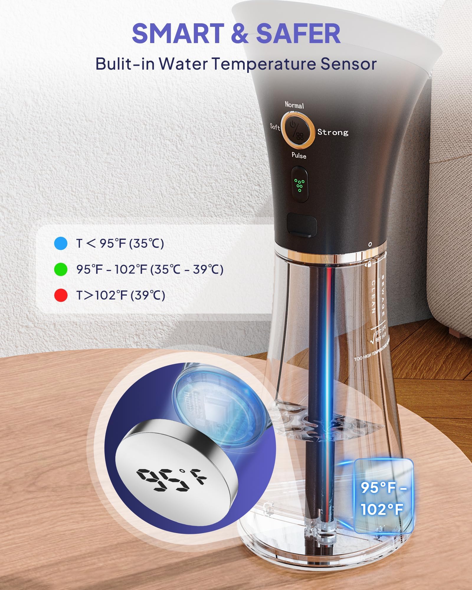 KAUGIC Upgraded Ear Wax Removal with One-Piece Waste Tank, Safe Cleaner with Water Temperature Sensor, Effective Ear Irrigation Kit & USB-A to C Cable, IPX7, Black