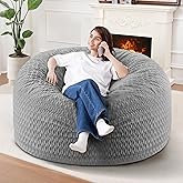 HABUTWAY 3FT Bean Bag Chair,Giant Bean Bag Chairs for Adults,Big Bean Bags with Memory Foam Filled, Large Beanbag Chairs with Chevron Plush Cover-Grey