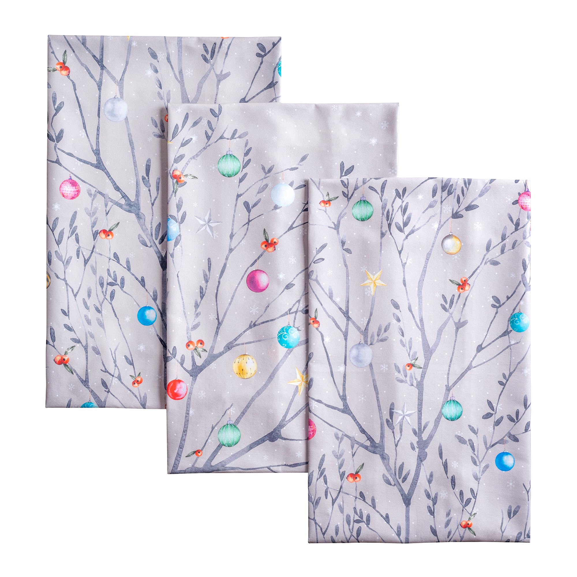 Maison d' Hermine Kitchen Towels Set of 3 100% Cotton 70 CM x 50 CM Reusable Cloth Tea Dish Towels Absorbent with Hanging Loop for Kitchen Dining Christmas Decorations (Fairy Christmas)