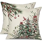 DFXSZ Christmas Pillow Covers 18x18 Inch Set of 2 Christmas Tree Decorations Throw Pillows Winter Xmas Decor for Home Couch TH-35B18