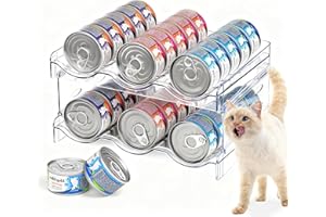 Rvelidode Cat Food Organizer,2-Layer Transparent Cat Food Can Organizer Container Holds 36 (3.5oz) Cans,Canned Cat Food Organ