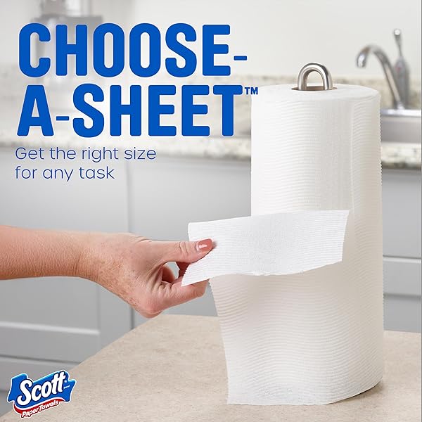 SCOTT PAPER TOWELS, CHOOSE-A-SHEET, 6 DOUBLE ROLLS = 12 REGULAR ROLLS (108 SHEETS PER ROLL)
