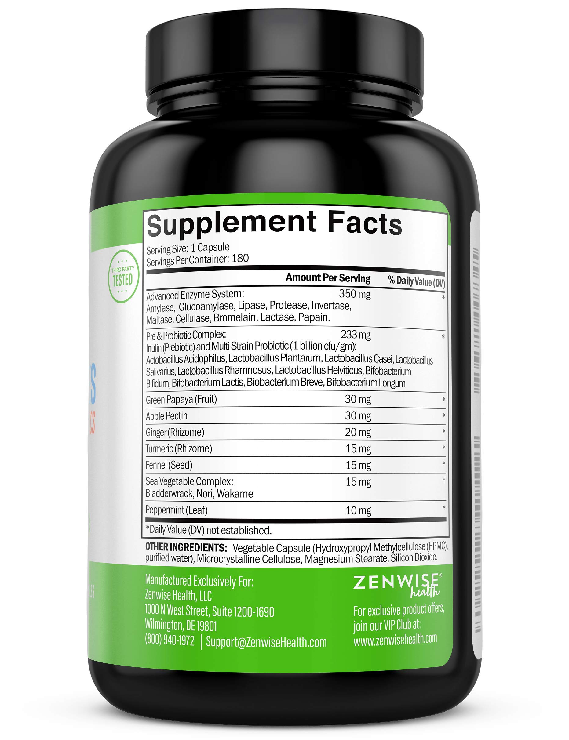 Zenwise Health Digestive Enzymes Plus Prebiotics & Probiotics Natural