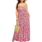 Pinup Fashion Women's Summer Maxi Dress Plus Size Sleeveless Spaghetti Strap Beach Long Dresses