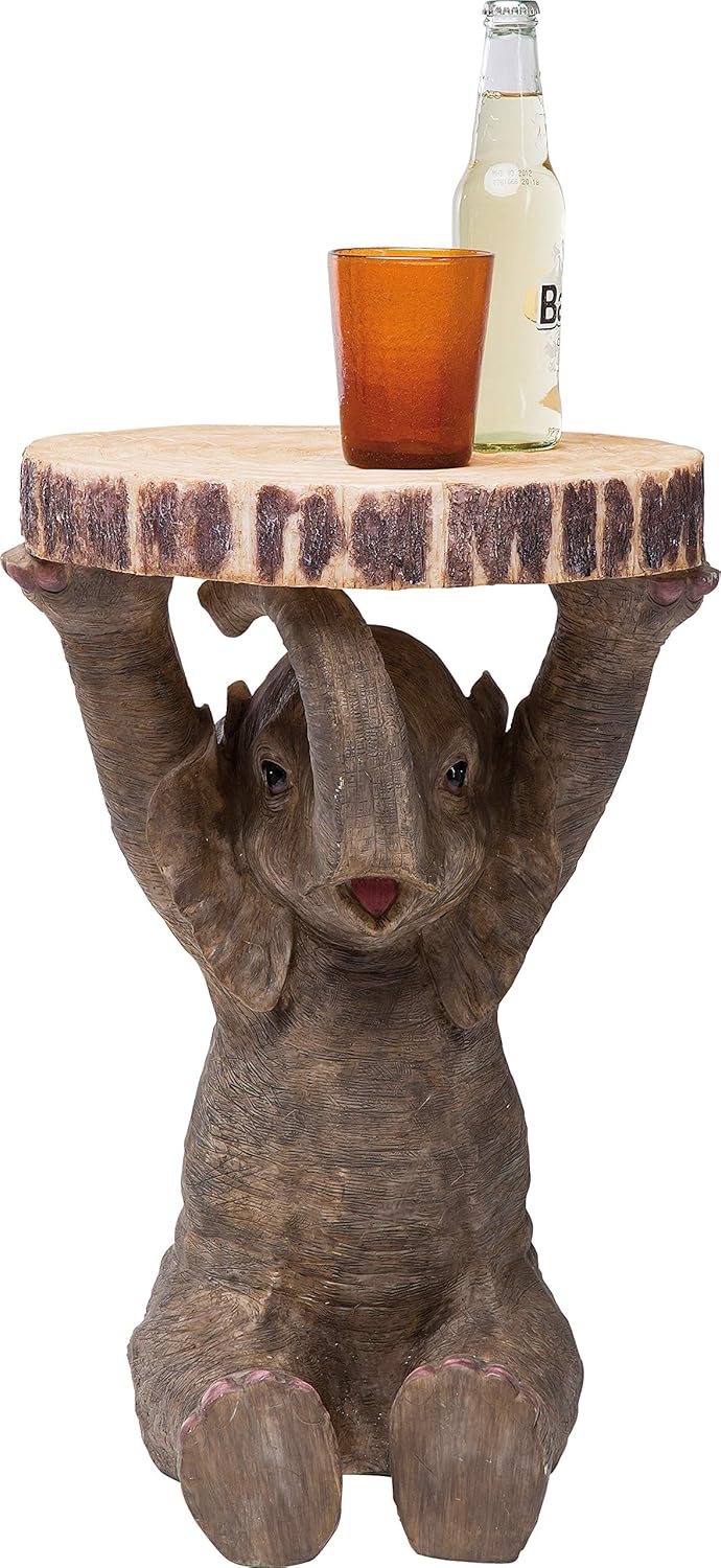 Kare Design Side table Animal Elefant, grey, 51x35x32 cm, Accent table, Sofa table, Small furniture, Elefant-motif