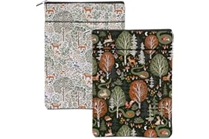 HANAMIYA NA 2 Pieces Book Sleeve Forest Fox Deer Flower Botanical Floral Book Accessories Washable Book Covers for Hardcover Reading Accessories for Book Lovers Book Club Gifts for Women Girls Best Friend Aunt