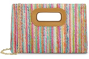 LIADREEM Straw Purse Top Handle Clutch Bag, Woven Beach Shoulder Crossbody Bag Raffia Handbag Raffia Summer Vacation Tote