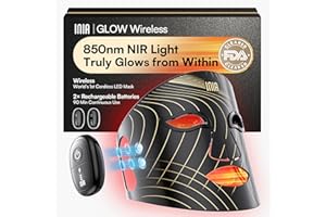 INIA Red Light Therapy Mask for Face, Glow Wireless LED Face Mask Light Therapy with Near-Infrared Red Light (NIR), Rechargeable and Ergonomic Design for Home & Travel