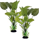 ALEGI Silk Aquarium Plants, 12 Inch Artificial Silk Plants Decorations | for Fish Tank,Aquarium D&eacute;cor Plastic Plants (Green, 2 Pack)
