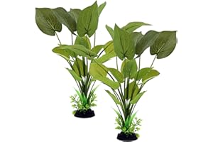ALEGI Silk Aquarium Plants, 12 Inch Artificial Silk Plants Decorations for Fish Tank,Aquarium Décor Plastic Plants (Green, 2 Pack)