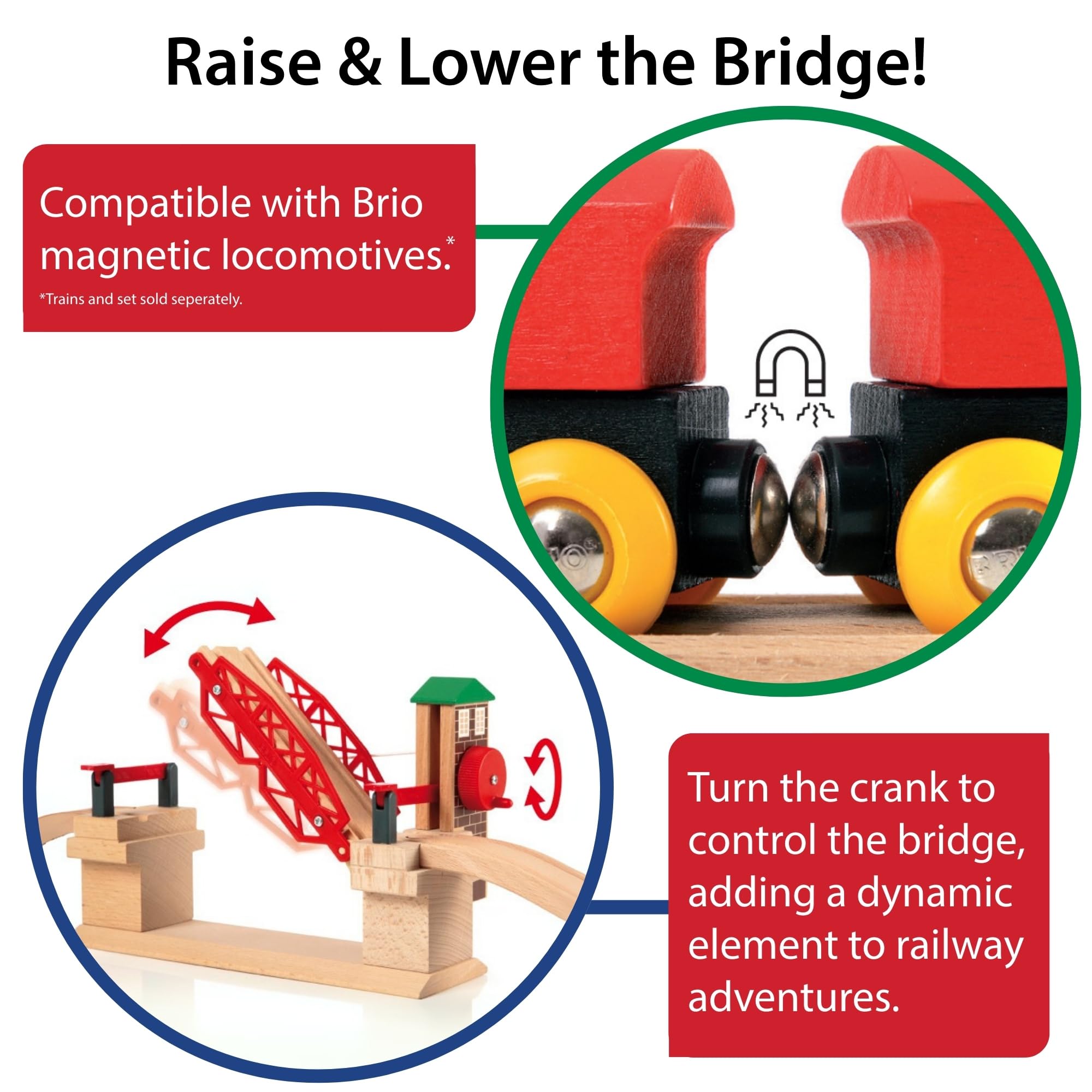 BRIO World Lifting Bridge - Moveable Wooden Train Accessory - FSC-Certified - Compatible with All BRIO Railway Sets - Includes 1 Lift & 2 Tracks - Creative Fun & Development - Kids Ages 3 & Up