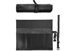 Under NY Sky Genuine Leather Knife Roll Case - 6 Slots - Real Leather Pouch - Portable Bag for Cooking Tools, Utensils, Cutle