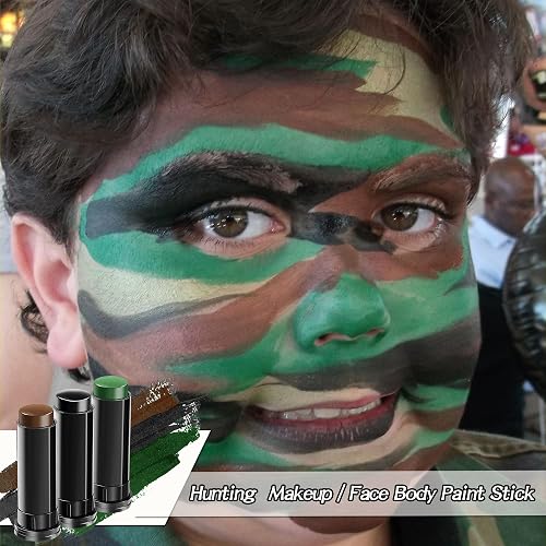 3 Eye Black Sticks – Schwarz, Weiß, Grün, Wasserfest, Für Sport & Halloween-Make-up