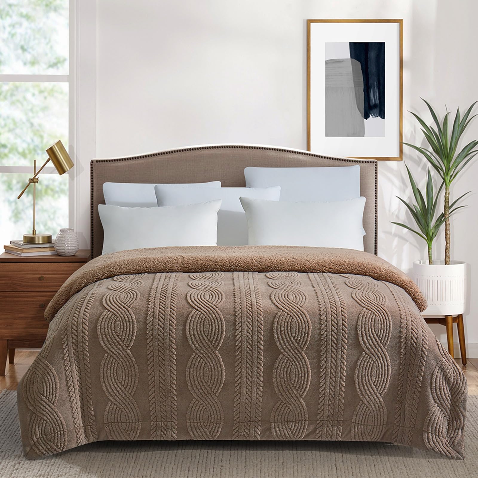 PU MEI Sherpa Throw Blanket for Couch Sofa