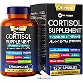 OnHeal Cortisol Supplement with Aspalathus Linariifolius, Magnesium, L-Theanine - For Men and Women - Stress Relief, Sleep Su