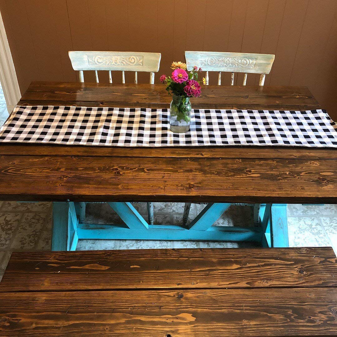 Amazon Com Buffalo Plaid Natural Burlap Table Runner Black