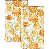 Miss Adola Flour Sack Kitchen Towels - Set of 2 Spring Dish Towels with Hanging Loop 18x26 Inch Absorbent Reusable Cotton Cloths for Cleaning Cute Design Home Decorative Housewarming, Lemon
