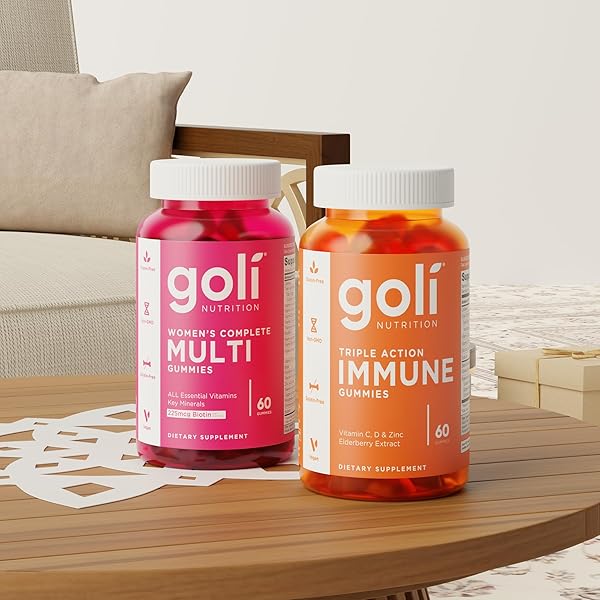 GOLI IMMUNE VITAMIN GUMMY – 60 COUNT – ELDERBERRY, VITAMIN C, D & ZINC, VEGAN, NON-GMO, GLUTEN-FREE & GELATIN-FREE, PACK OF 1
