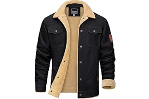 KEFITEVD Men's Winter Fleece Jacket Sherpa Lined Cargo Jackets Casual Trucker Coat Work Winter Thick Warm Coat