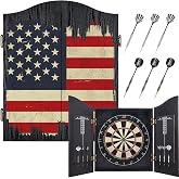 Sisal Dart Board Cabinet Sets, Wooden Dartboard with Scoreboard for Adults | Premium Sisal Bristle, Comes with 6 Steel-tip Darts