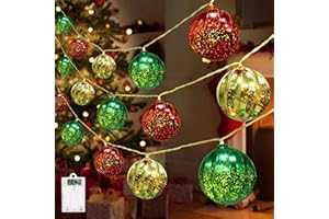 Battery Operated Christmas Lights, 13.5ft 20 LED Christmas Decorations Lights with Timer & 8 Modes, Christmas Ball Globe Orna