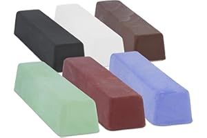 DRIXET Metal Polishing Compound kit 24Oz - 6Pc Buffing Compound Bars - 4Oz each, Set Includes: Red Jewelers Rouge, Black Aluminum Cutting Compound, Brown Tripoli, White Rouge All Purpose Blue & General Green