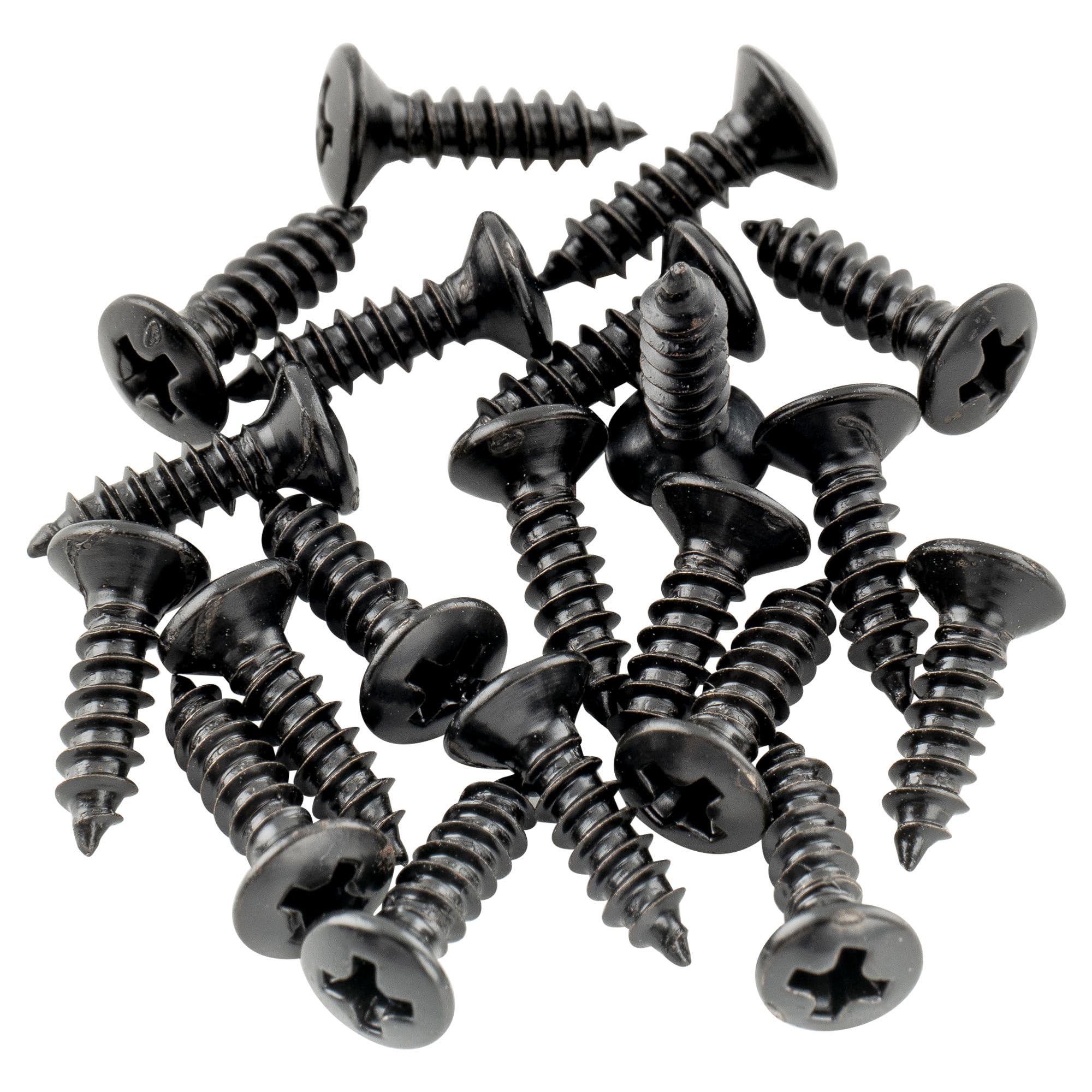 Musiclily Basic 2.5x10mm Metal Metric Thread Guitar Pickguard Jack Screws Truss Rod Cover Mounting Screws for Epiphone Les Paul Style, Black (Set of 20)