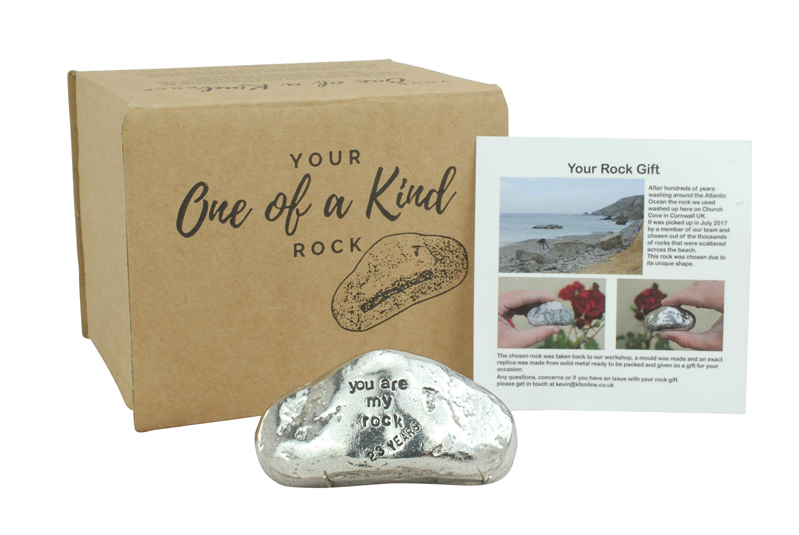 23rd Anniversary You Are My Rock Gift Idea - Solid Metal Heavy Polished Rock Gift for 23 Year Anniversary