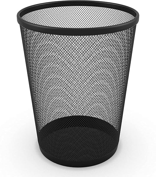 ZUVO WASTE BASKET | METAL WIRE MESH BIN | PACK OF 2 | LIGHTWEIGHT & STYLISH | IDEAL TRASH CAN FOR HOME & OFFICE WASTE | 4 GALLON (BLACK)
