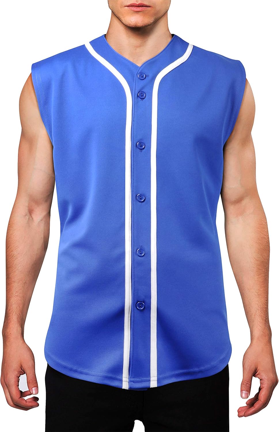 Ma Croix Mens Premium Button Down Sleeveless Baseball Jersey Made in