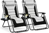 Straame Zero Gravity Chairs Set of 2 Folding Reclining Garden Chairs Grey