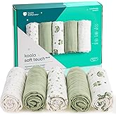 Koala Babycare 5 Pack 20"x10" Organic Burp Cloths for Baby Boys and Girls - GOTS & OEKO-TEX Cotton Burp Rags for Newborns - Absorbent Neutral Burping Cloths for Feeding - Washable Baby Bibs Essentials