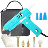 Hot Melt Glue Gun anti-drip design with User-Friendly Temp Control Dial | Multi‑Application 4 Interchangeable Nozzles, EVA Storage Bag,12pcs Glue Sticks,Finger Guard Protectors, DIY Craft Home Repair