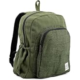 Organic Hemp Backpack Bag - Eco Friendly Durable Rustic Travel Hiking Friendly Lightweight Causal Bag by Freakmandu - Green