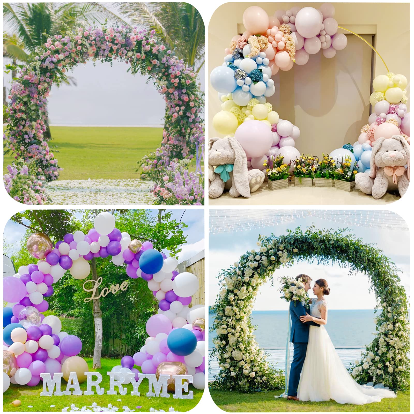 Putros 8FT Gold Round Backdrop Stand Metal Circle Balloon Arch Frame Wedding Arch for Ceremony Birthday Party Anniversary Bridal Graduation Decoration