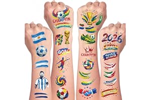 2026 World Cup Temporary Tattoos, 45 PCS 10 Sheets Soccer Tattoos World Cup Party Decorations Favors, Temporary Tattoo Sticke