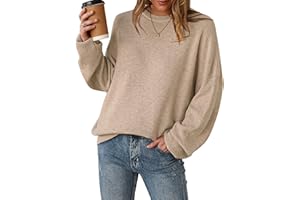 Arach&Cloz Women's Wool Blend Oversized Sweaters Crewneck Casual Fall Outfits Fashion Tops