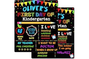 OFFICYGNET First & Last Day of School Chalkboard Sign - 10" x 12" the My 1st Day of School Sign for Preschool Kindergarten - Reusable Double Sided Wooden Chalkboard Sign - Back to School Photo Prop Sign Supplies