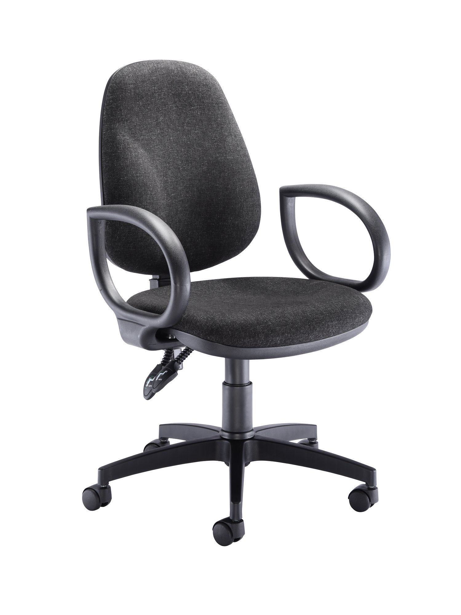 Office Hippo Mid Back Desk Chair, Ergonomic Home & Office Chair With Height Adjustable Seat, Fixed Arms & Lumbar Support For Extra Comfort, Computer Chair For Daily Use - Charcoal Grey