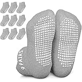 Infinno Baby Non Slip Ankle Socks 9 Pairs - Toddler Socks with Grips for Kids, Infants Boys and Girls 6-24 Months, 1T-7T
