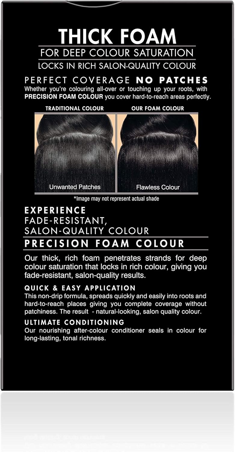 John Frieda Precision Foam Colour 2N, Luminous Natural Black, Salon-Finish Permanent Black Hair Dye, Black Hair Colour - Image 3