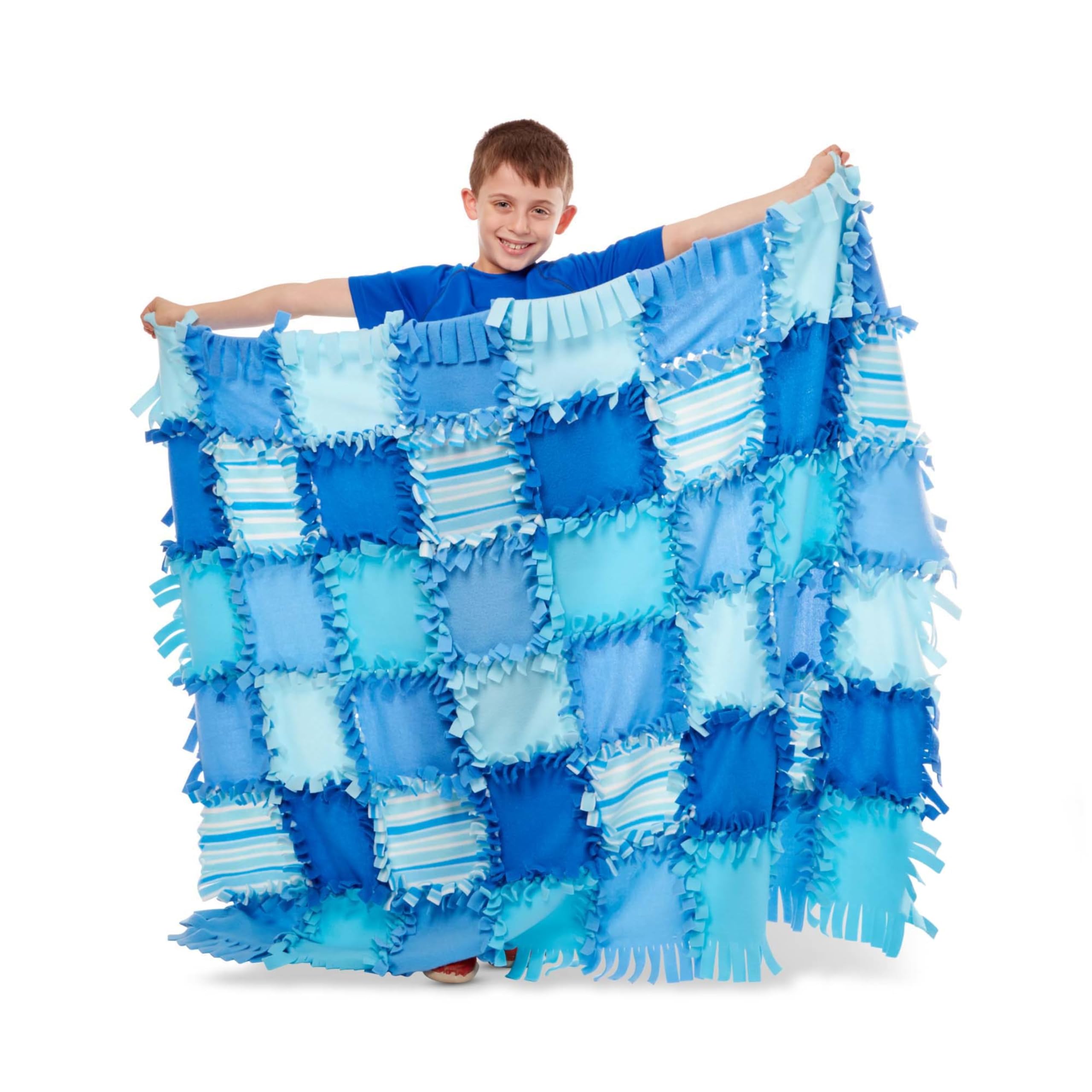 Melissa & Doug Created by Me! Striped Fleece Quilt No-Sew Craft Kit (48 Squares, 4 feet x 5 feet)
