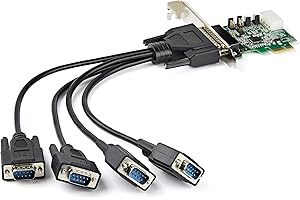 StarTech.com 4-Port PCI Express RS232 Serial Adapter Card - PCIe RS232 Serial Host Controller Card - PCIe to Serial DB9 Card 