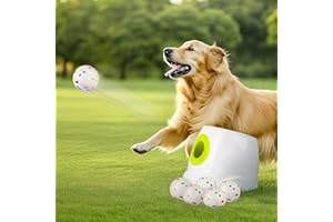 ALL FOR PAWS Automatic Ball Launcher for Dogs, Interactive Puppy Pet Balls Outdoor Thrower for Medium to Large Dogs, Ball Throwing Machine for Dogs, 6 ETPU Balls Included(2.5"), Rechargeable Battery