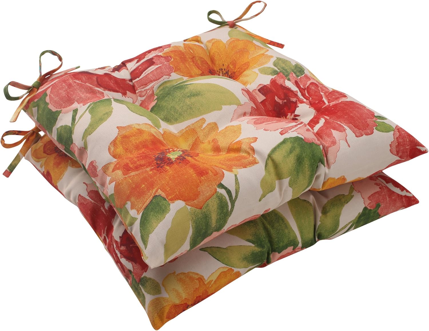 Pillow Perfect Outdoor/Indoor Westport Teal Tufted Seat Cushions (Square Back), 19" x 18.5", Stripe, 2 Pack: Home & Kitchen