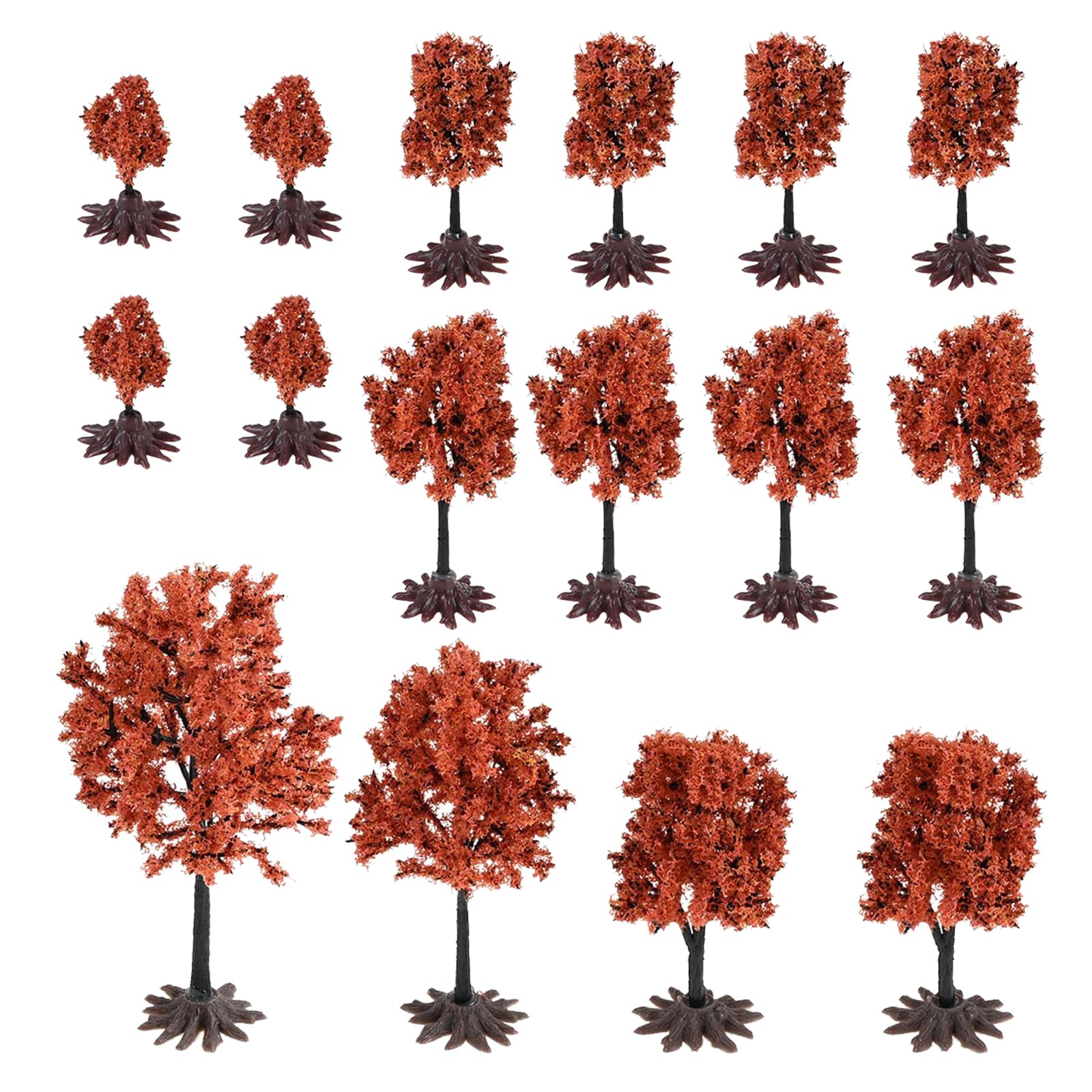 Dophee 16PCS Mixed Model Trees, Orange Ho Scale Trees Landscape Model Diorama Tree for DIY Crafts Miniature Architectural Landscape Railroad Scenery, 1.57-5.51inch(4-14cm)