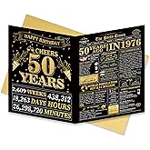 Giant 50th Birthday Card for Men Woman, Retro 50 Years Old Birthday Poster Decoration, Fifty Birthday Newspaper, Jumbo 50th Birthday Gifts for Mom Dad Grandpa Grandma, Funny Facts 1976 Birthday Card