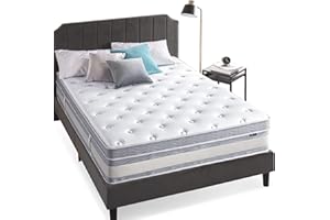 ZINUS 14 Inch Comfort Support Cooling Hybrid Quilted Mattress, Pocket Innersprings for Motion Isolation, Edge Support, Queen, White