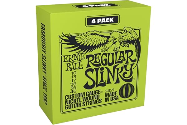 Ernie Ball Regular Slinky Nickel Wound Electric Guitar Strings 4 Pack - 10-46 Gauge (P02421)